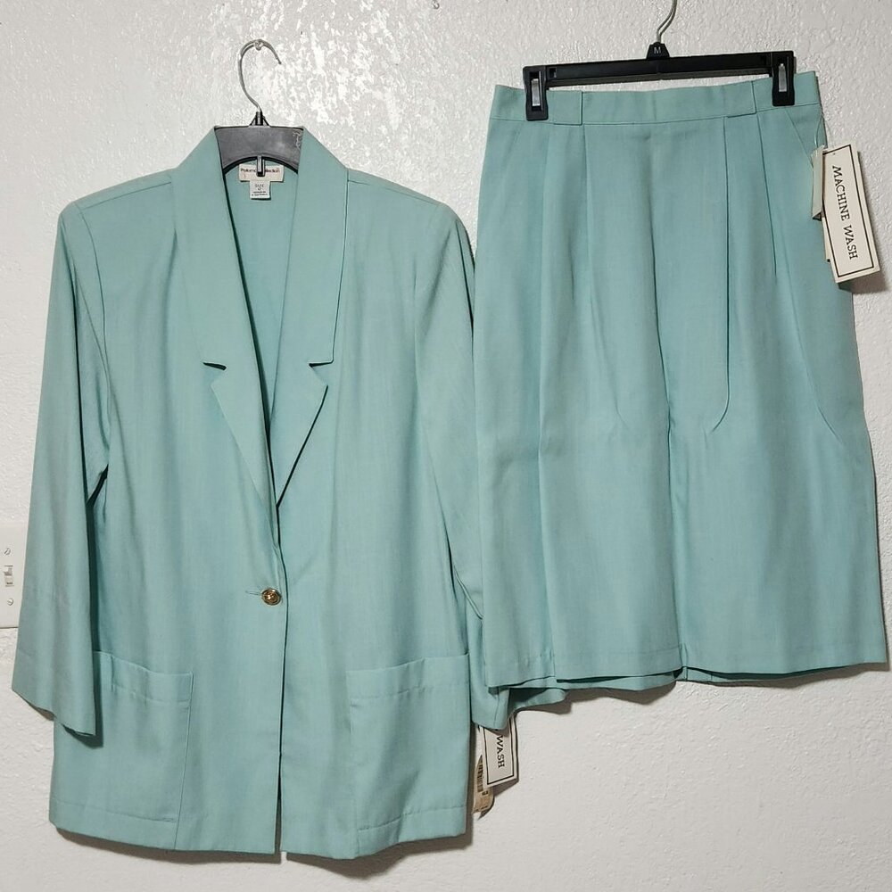 NWT NEW POTOMAC Collection Sea Green Womens Skirt Suit w/ Jacket Size 12